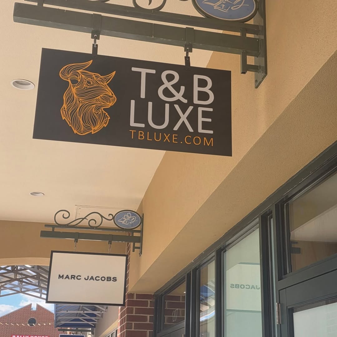 The TB Luxe store sign
